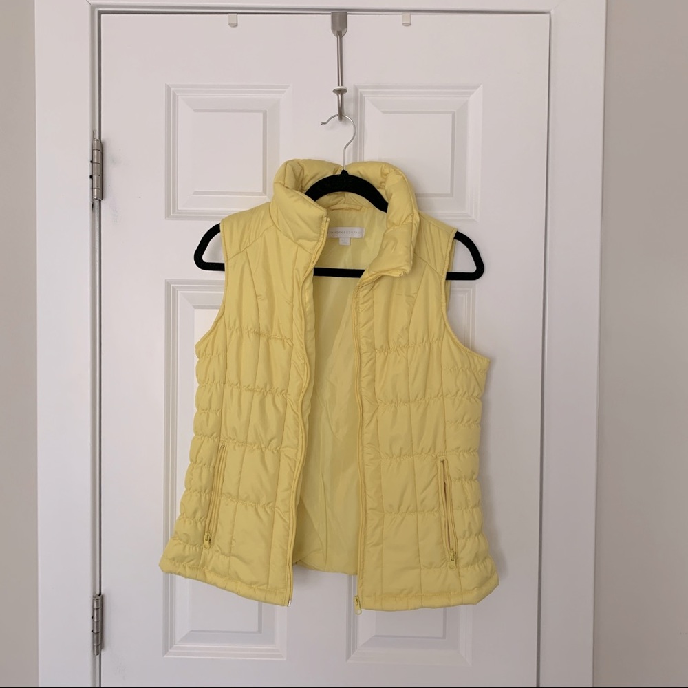 bright yellow puffer vest